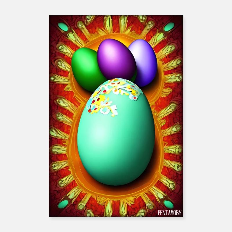 Easter Egg Easter Colorful Eggs Holiday Poster 16" x 24" (40x60 cm)