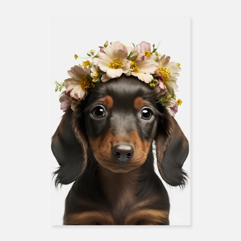 Teckel Fleurs de teckel Chien Chien Affiche Poster 40 x 60 cm