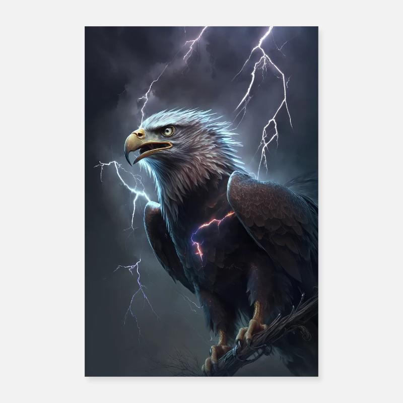 Adler Blitze Cool Sturm Tier Vogel Epic Poster 40x60 cm