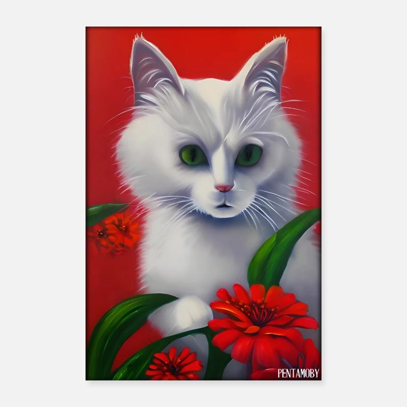 Chat Fleur Nature Fleur Jardin Chat Amour Chat Chat Poster 40 x 60 cm