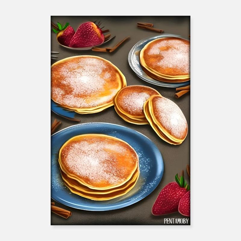 Pfannkuchen Frühstück Lecker Essen Backen Speise Poster 40x60 cm