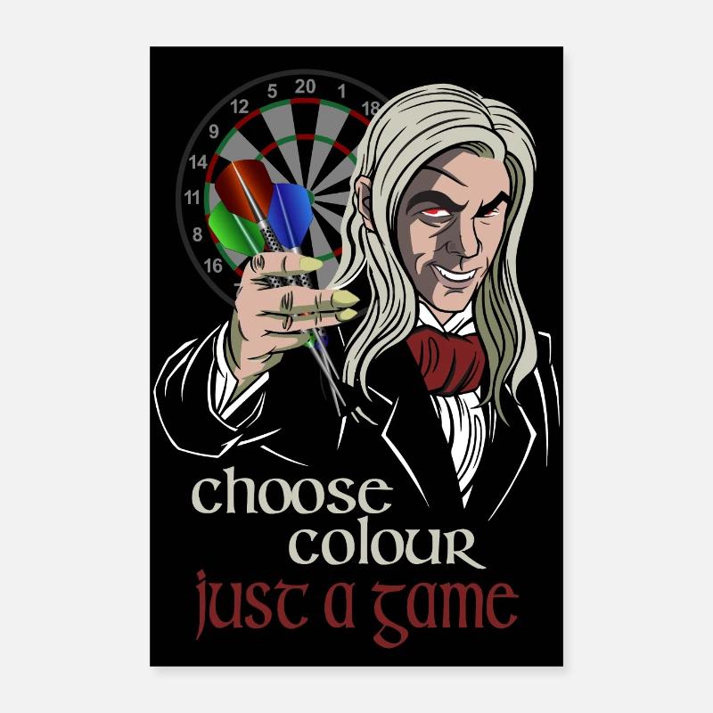 Dart Design im mystischen Style, Dart Magic Game, - Poster 40x60 cm - Weiß