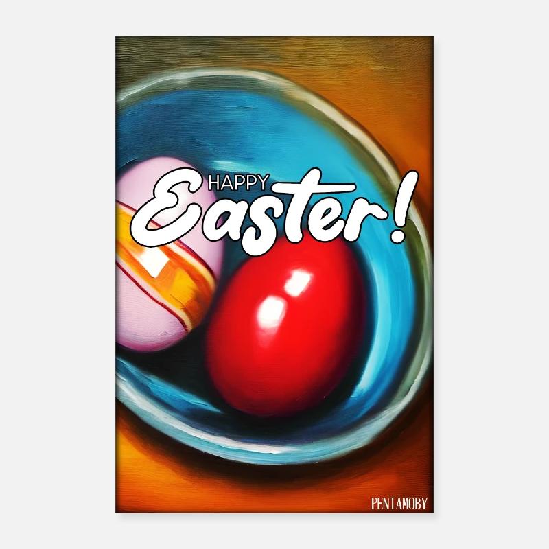 Happy Easter - Osterei Ostern Osterfest Bunte Eier Poster 40x60 cm