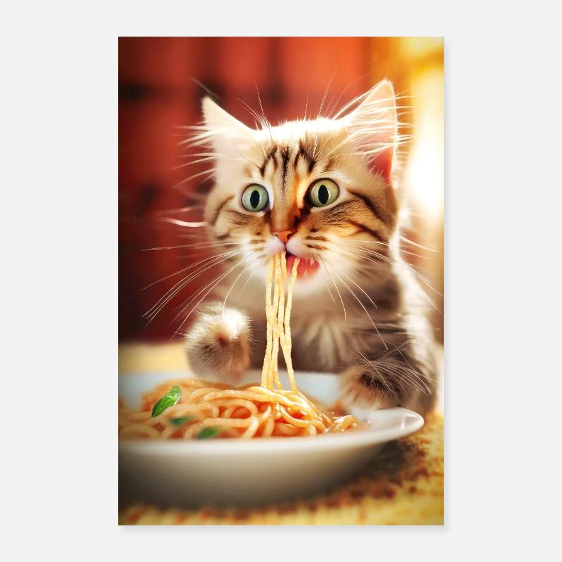 Funny cat spaghetti Poster 16" x 24" (40x60 cm)