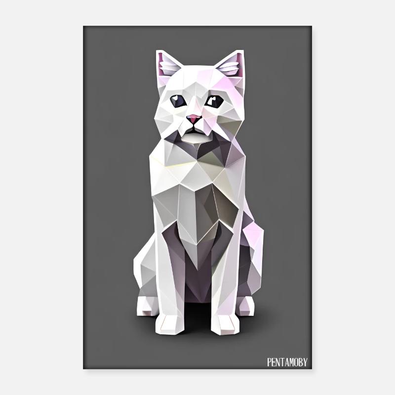 Katze Kater Polygon Tier Stubentiger Haustier Poster 40x60 cm