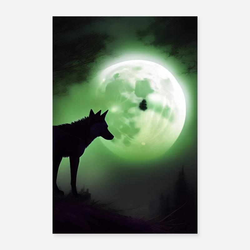 Wolf und Mond Poster 40x60 cm