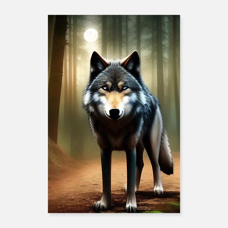 Wolf im Wald Poster 40x60 cm