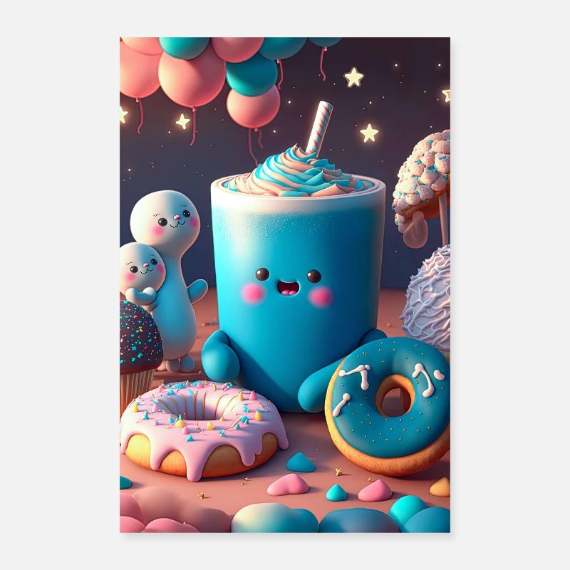 Cibo e bevande kawaii Poster 40x60 cm