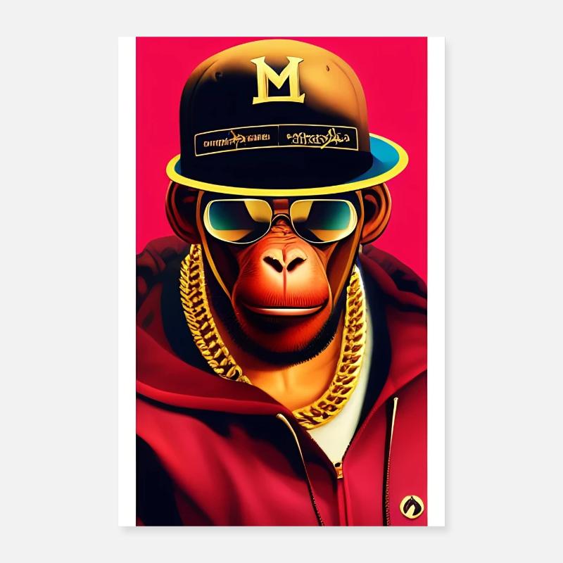 Cool monkey with gold chain Poster 16" x 24" (40x60 cm)