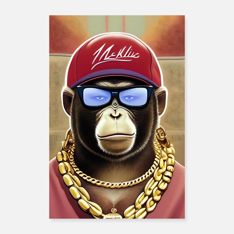 Singe cool avec des lunettes de soleil Poster 40 x 60 cm