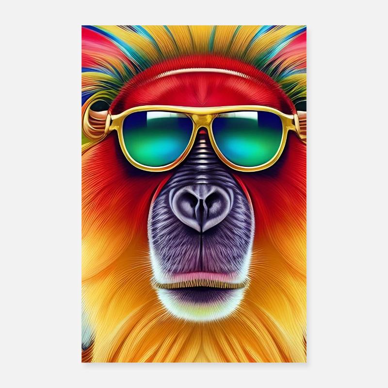 Singe cool avec des lunettes de soleil Poster 40 x 60 cm