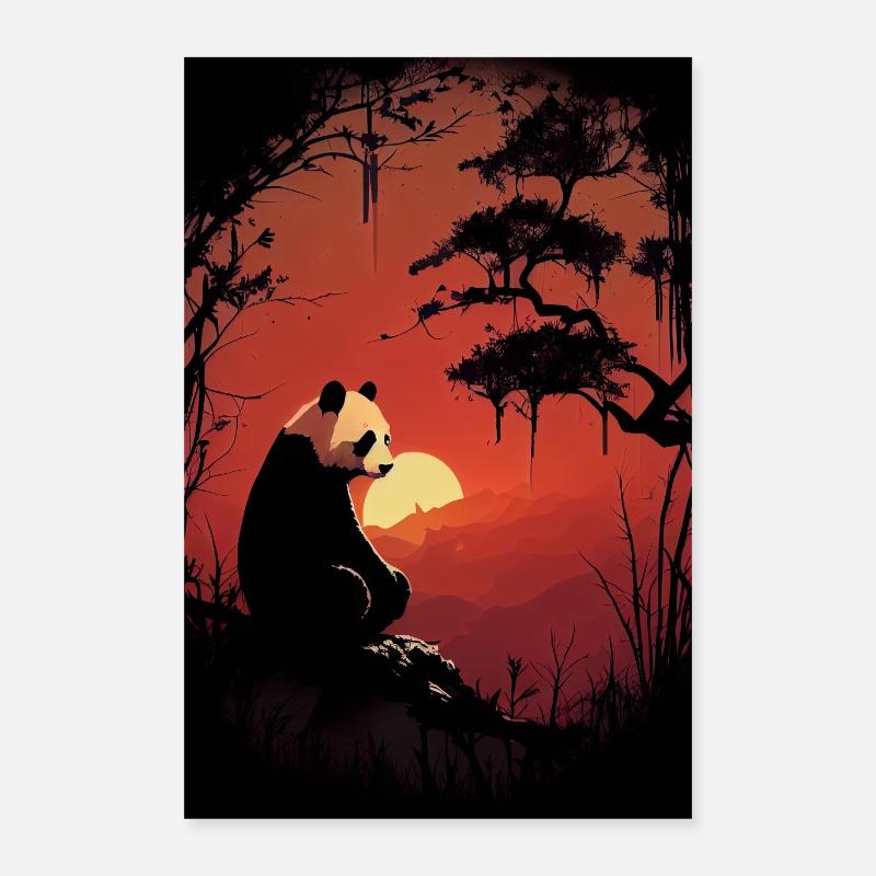 Pandabär Panda Tier Pandas Sunset Poster 40x60 cm