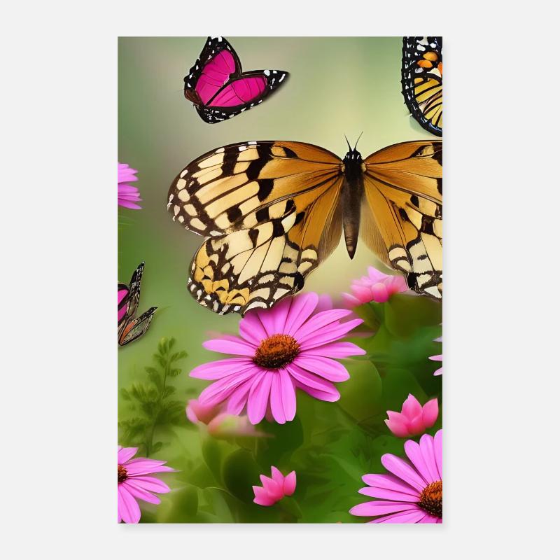 Blumen und Schmetterling Poster 40x60 cm
