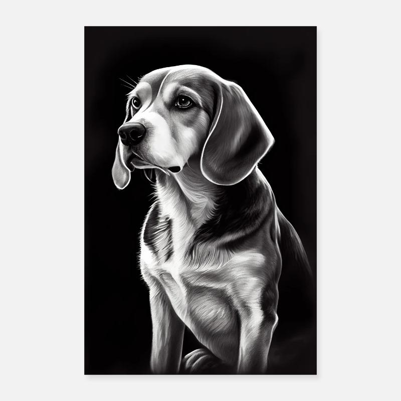 Beagle Dog Drawn - Poster 16" x 24" (40x60 cm) - white