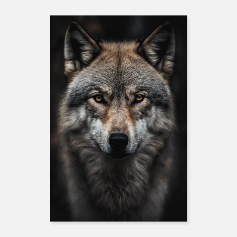 Loup - Poster 40 x 60 cm - blanc