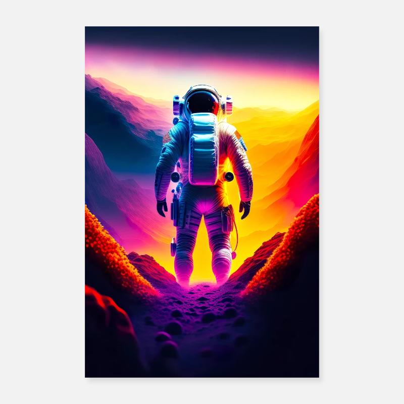 Astronaute sur une planète Poster 40 x 60 cm