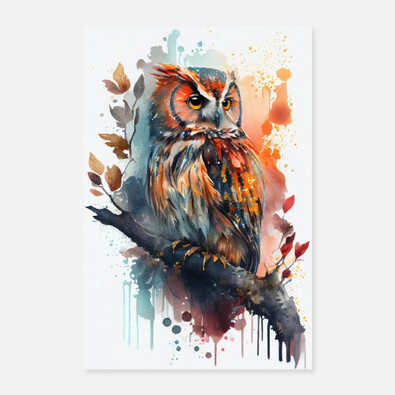 Eule Vogel Tier Eulen Color Poster 40x60 cm