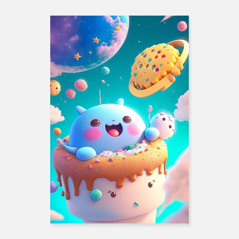 Kawaii Gebäck - Poster 40x60 cm - Weiß