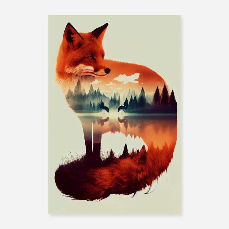 Fox Foxes Animal Forest Poster 16" x 24" (40x60 cm)