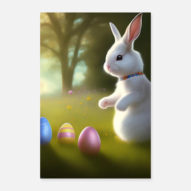 Lapin de Pâques avec œufs de Pâques Poster 40 x 60 cm