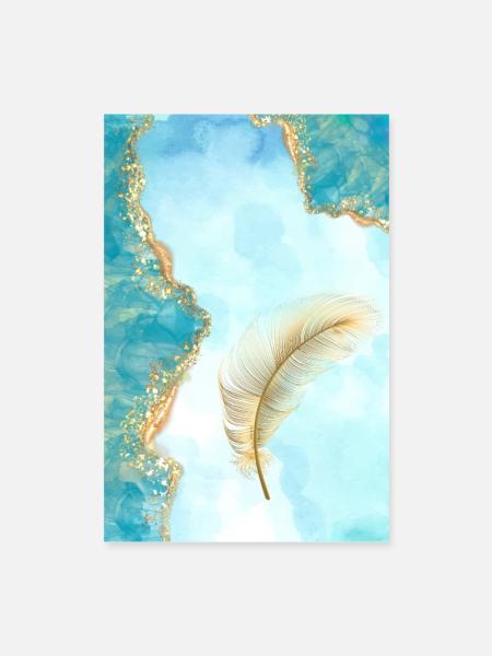 goldene Feder - Poster 40x60 cm - Weiß