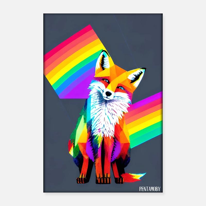 Fuchs Polygon Waldbewohner Waldtier Wildnis Tier Poster 40x60 cm