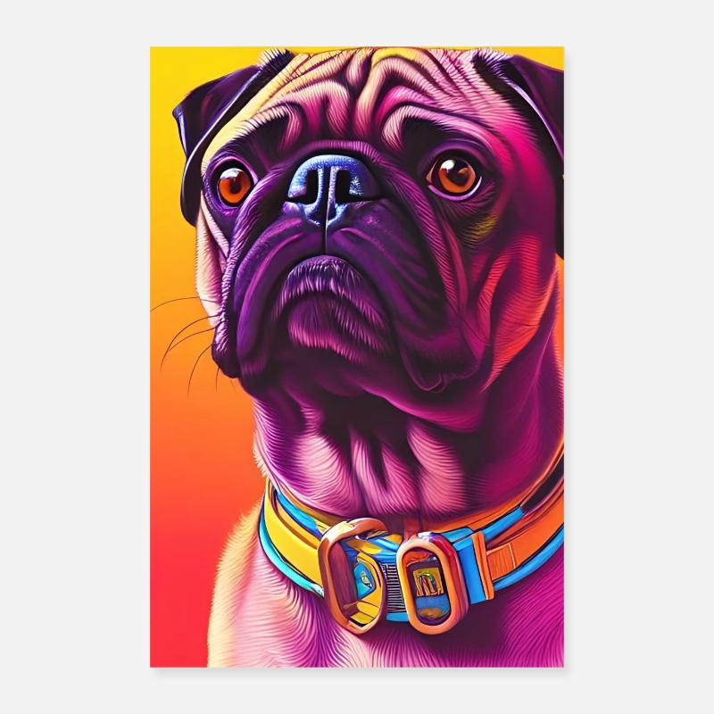 Pug Dog Poster 16" x 24" (40x60 cm)