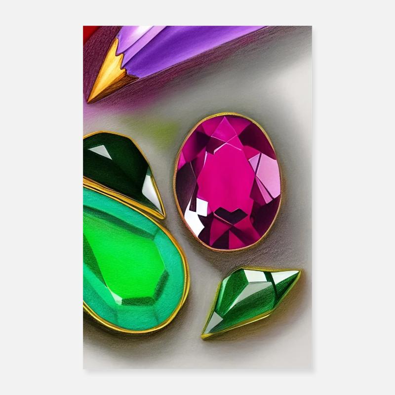 Bunte Edelsteine Poster 40x60 cm