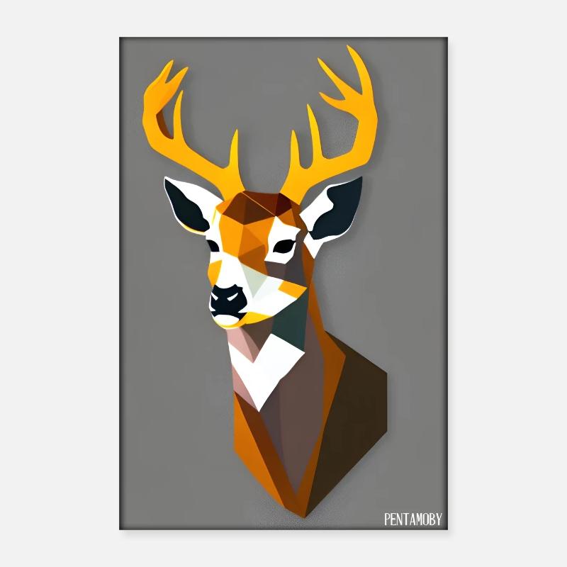 Deer Polygon Wildlife Wilderness Forest Nature Antlers Poster 16" x 24" (40x60 cm)