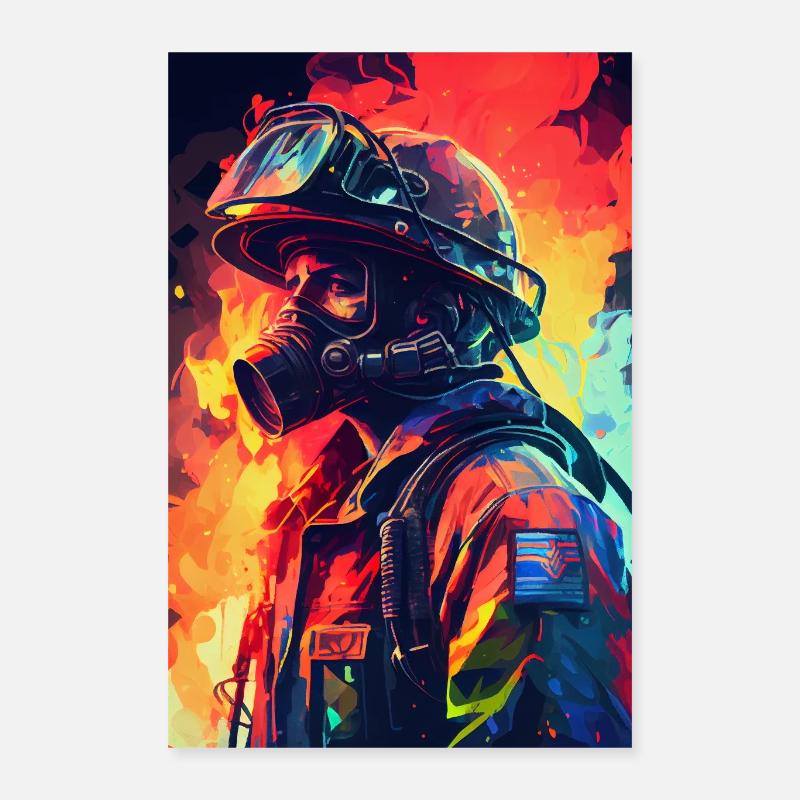 Pompier coloré Poster 40 x 60 cm