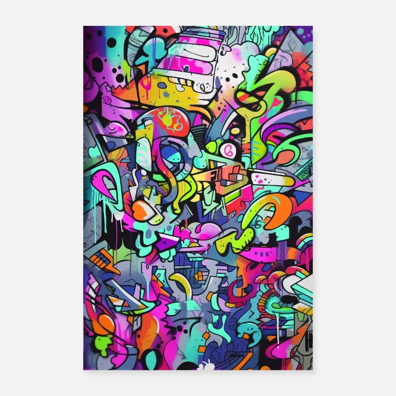 Graffiti coloré du chaos - Art urbain et moderne Poster 40 x 60 cm
