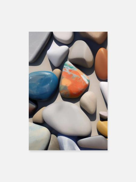 Bunte steine - Poster 40x60 cm - Weiß