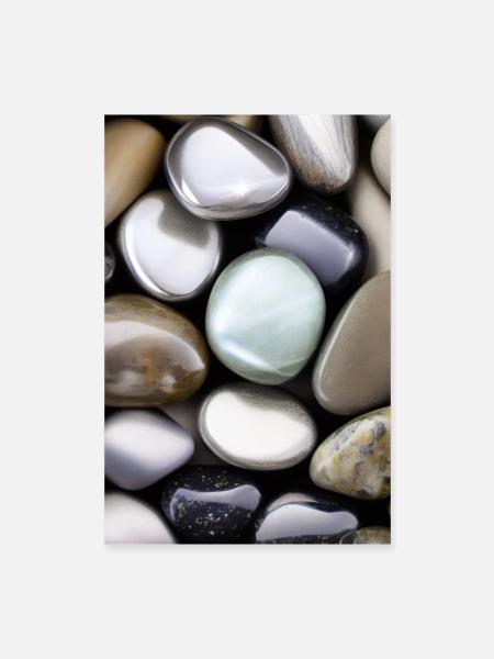 Silber Steine - Poster 40x60 cm - Weiß