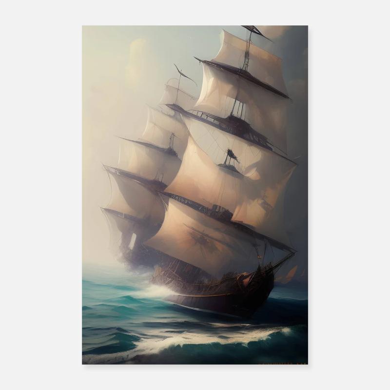 Segelschiff Gemälde Poster 40x60 cm