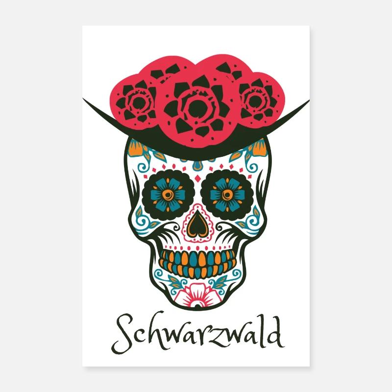 Schwarzwald - Zuckerschädel Poster Poster 40x60 cm