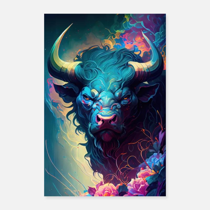 Le BLUE ANGRY BULL Poster 40 x 60 cm