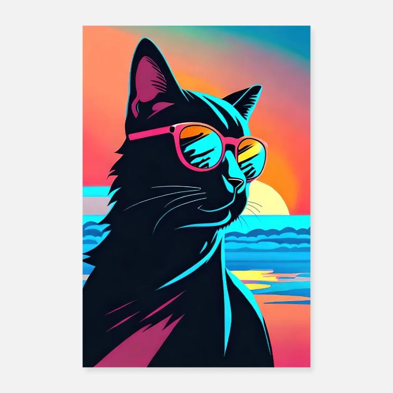 Synthwave Katze Poster 40x60 cm