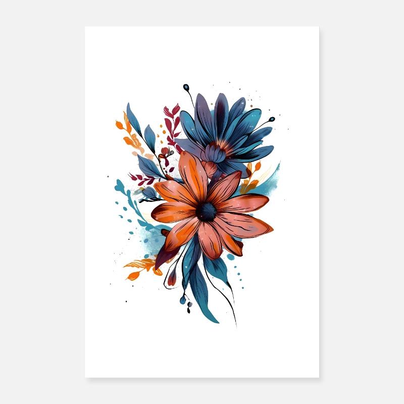 Bunte Blumenkunst | Helle Blumendrucke | Boho Poster 40x60 cm