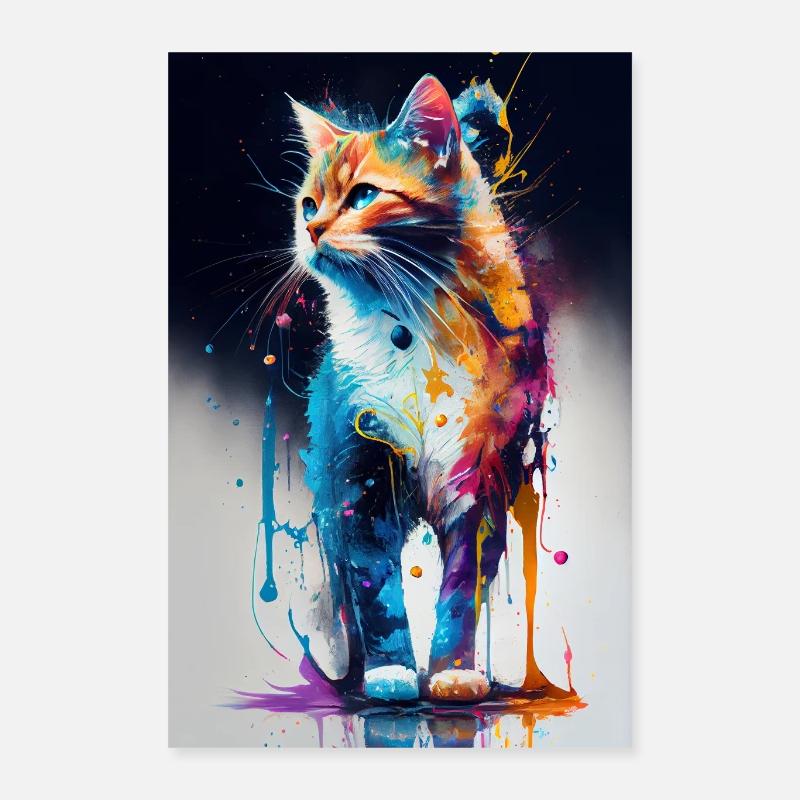 Chat Chats Propriétaire Chaton Couleur Poster 40 x 60 cm