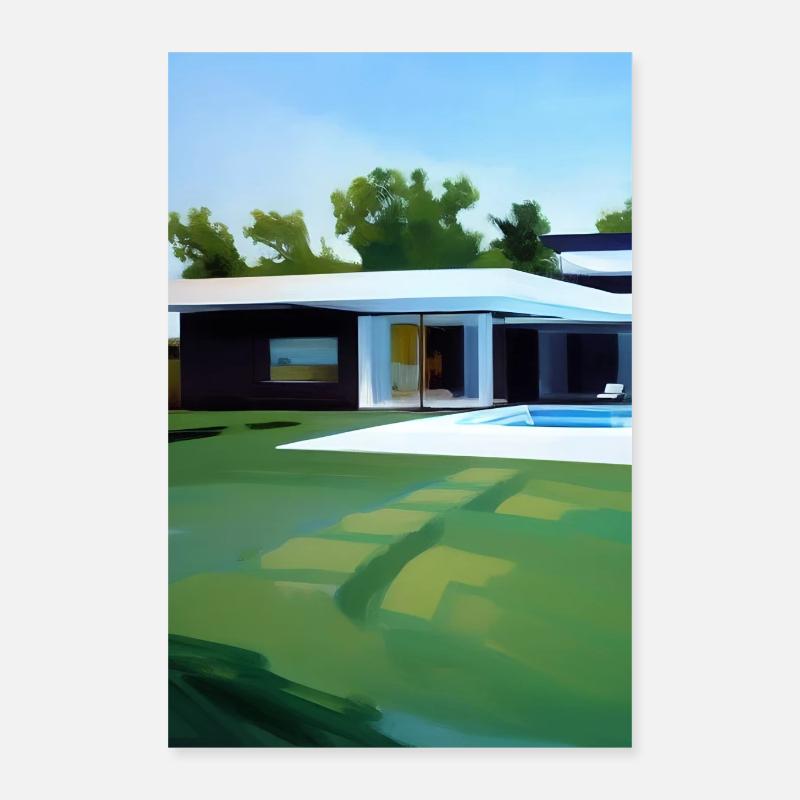 Villa blanche avec piscine Poster 40 x 60 cm