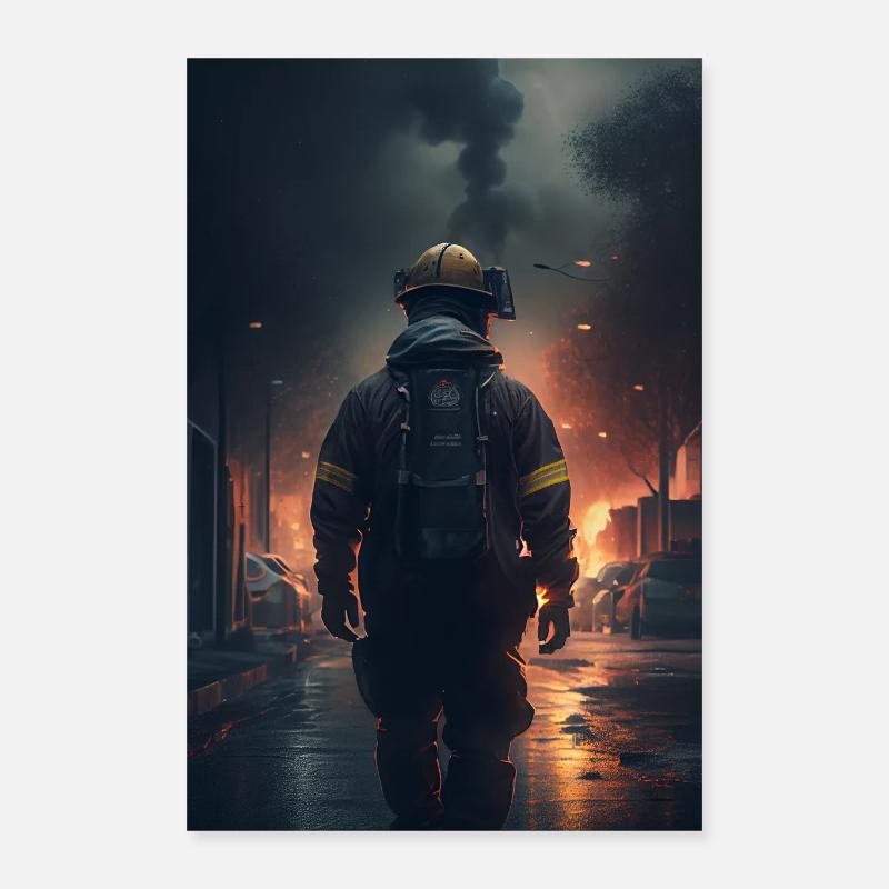 Firefighter Fire Poster 16" x 24" (40x60 cm)