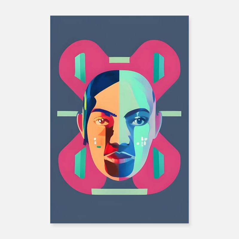 Fragmented Neon Portrait Poster 16" x 24" (40x60 cm)