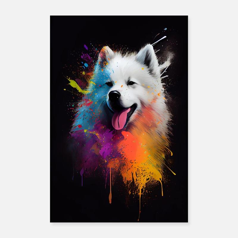Samojede Colorful Abstract Poster 40x60 cm