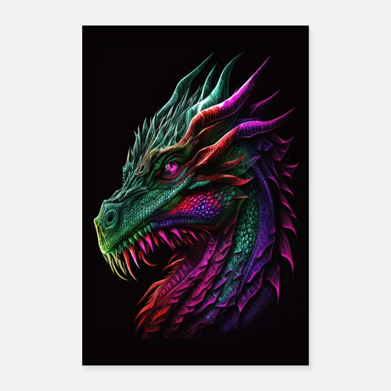 dragon tendance vert Poster 40 x 60 cm