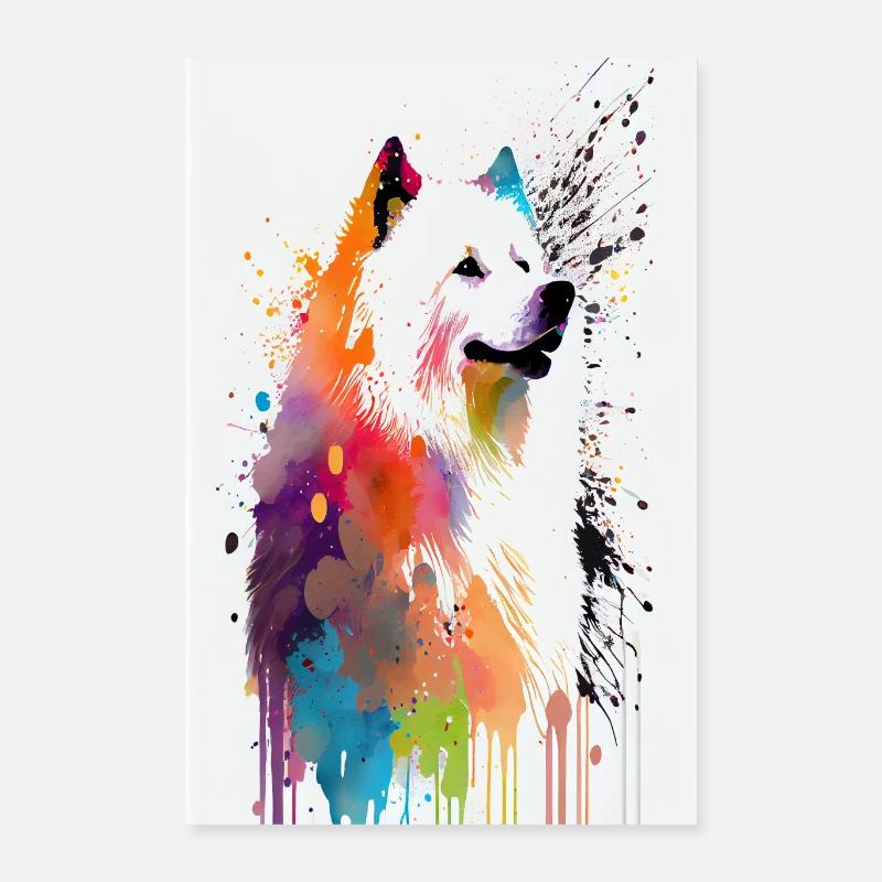 Samoyed Colorful Abstract Poster 16" x 24" (40x60 cm)