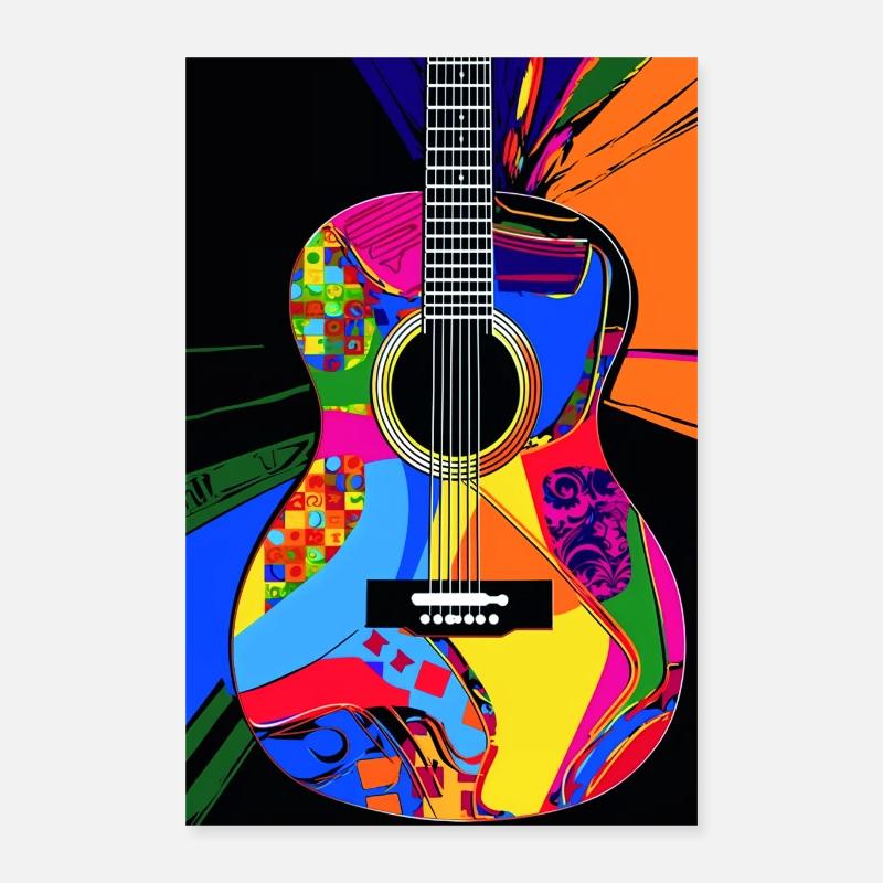 Guitar Artwork Colorful Modern Abstract Lover Poster 16" x 24" (40x60 cm)