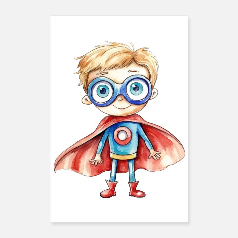 Dessin à l’aquarelle de super-héros Poster 40 x 60 cm