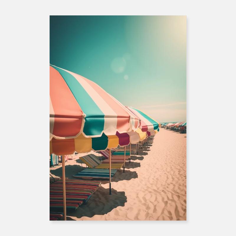 Parasols sur la plage V1 Poster 40 x 60 cm