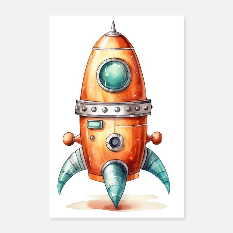 Rocket Watercolors Drawing Poster 16" x 24" (40x60 cm)