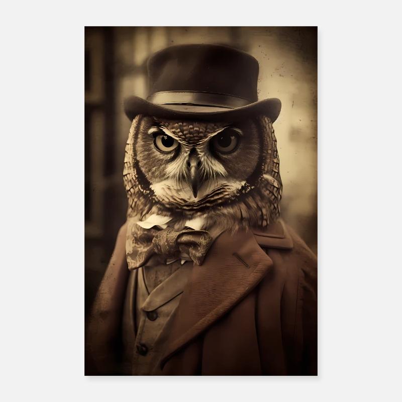 Eule Vogel Tier Eulen Vintage Poster 40x60 cm